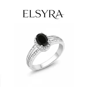 Elsyra S925 Sterling Silver Ring with Gem Stone King Gemstone Birthstone Halo Ring For Women | Oval 7X5MM | 925 Sterling Silver | Wedding Engagement Anniversary Promise Ring | Size 6, 7, 8, 9, 10