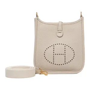 Hermes Evelyne 16 Amazone Gold Buckle Clemence Leather Crossbody Shoulder Bag for Women in Craie Off-White