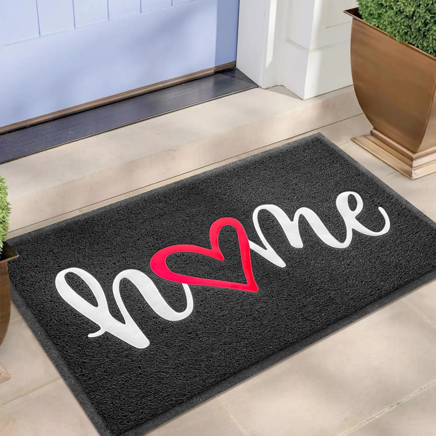 Door Mat Outside Inside Home Doormat, 30"x17.5", Durable Floor Mat Non Slip Mat  Clean Front Doormat for Garage, Entryway, Patio, High Traffic Areas, Black