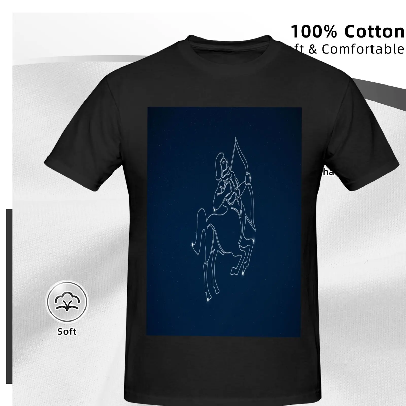 Unisex Basic Short Sleeve T-Shirt Twelve Zodiac Signs Sagittarius Pattern NNJBR3n2b7CnP