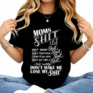 Women's 100% Cotton Breathable Fit Short-Sleeve T-Shirt, Casual Round Neck Streetwear Tee, Funny Momlife Overstimulated Graphic Top, Mother's Day Gift for Moms summerwins,summerwins