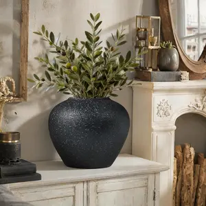 Handmade Ceramic Table Vase with Granular Texture Matte Finish Mottled Glaze Simple Natural Texture Minimalist Style Decor Piece for Home Decor Flower Vase Decorative Vase