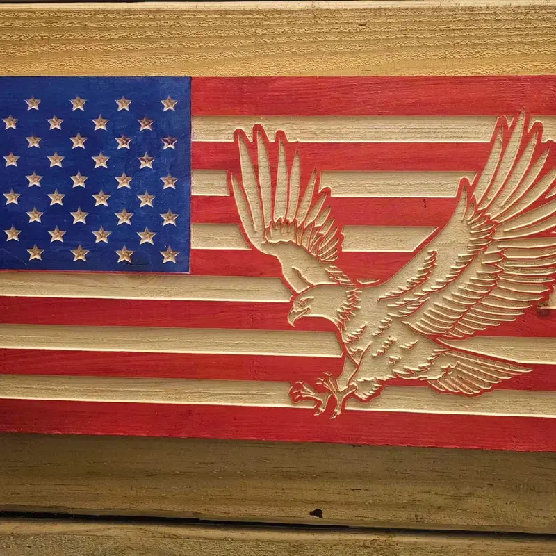 American Eagle Wooden Flag