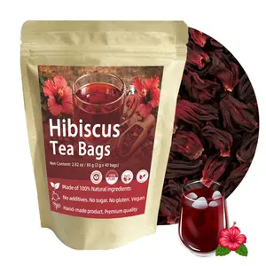 Hibiscus Tea, Premium Hibiscus Flowers Tea Bags, 100% Natural, Pure from Hibiscus Flowers，Non-GMO & No Sugar, No Caffeine, No Gluten, Vegan (60g/pack) | JX.Herbal Tea