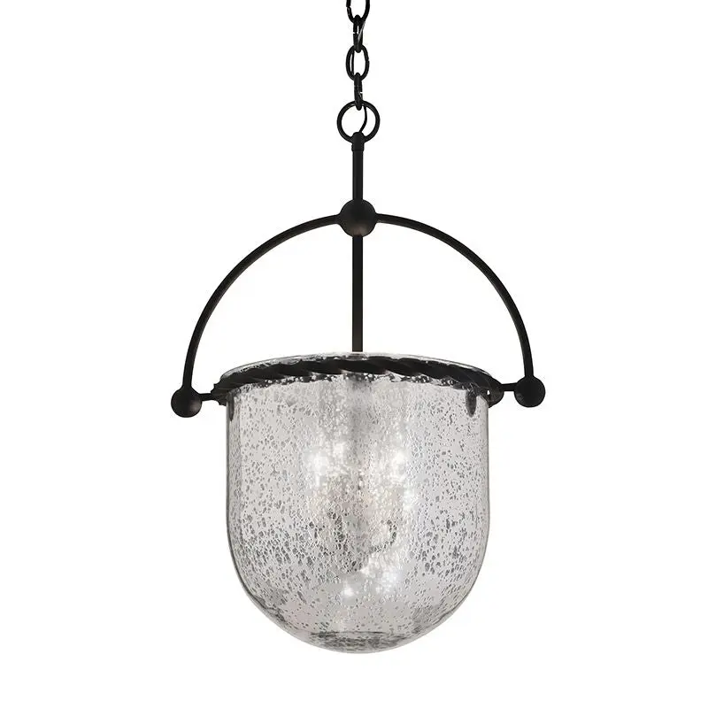 Mercury Lantern - Swirl Glass Design with Linen-Like Glow, Hanging Lighting Fixture