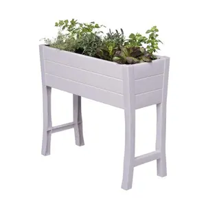32 in. PVC Elevated Garden Box, White