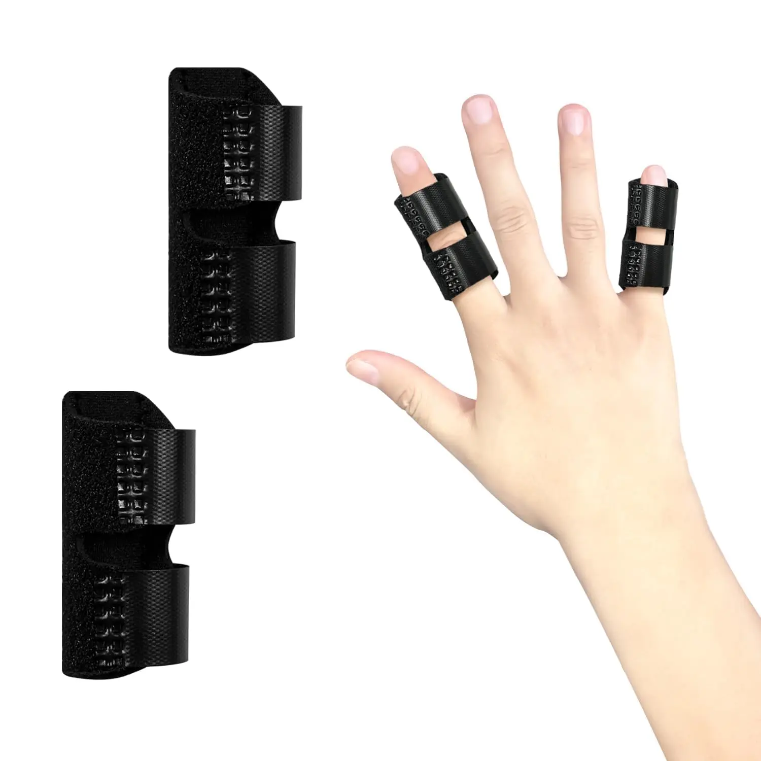Bozenu 2 PCS Small Finger Splint, Adjustable Trigger Finger Splint, Straightener for Broken Strained Arthritis for Pinky, Index Splints for Teenagers and Women (Black)