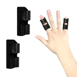 Bozenu 2 PCS Small Finger Splint, Adjustable Trigger Finger Splint, Straightener for Broken Strained Arthritis for Pinky, Index Splints for Teenagers and Women (Black)