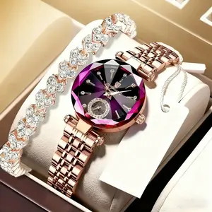 Luxury Craftsmanship Women's Luxury Quartz Watch Ultra-Thin Design with Diamond-Cut Glass & Rhinestone-Dekorated Dial Elegant for Casual & Formal Wear Modern Fashionable Wristwat