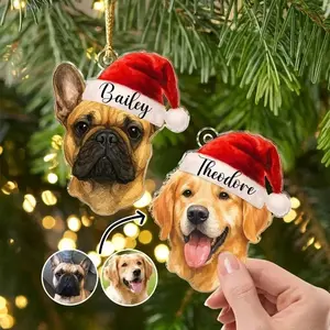 Personalized  Dog Photo Acrylic Ornament Temp, Christmas Tree Decoration, Decor Home, 2D Flat