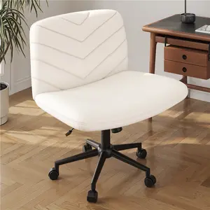 【On Sale】Yaheetech Wide Criss Cross Adjustable Armless Chair with Swivel Vanity, 26" W x 26" D, 300 lb Maximum Weight Capacity, Ergonomic Design