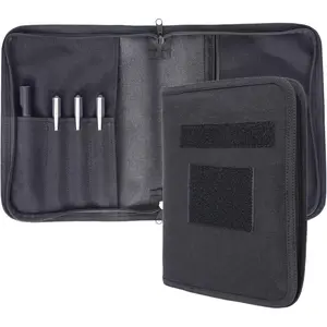 A5 Binder Cover, Large A5 Notebook Holder and Travelers Notebook Cover with Pouch, Leather Book Cover for  and Army, 7" x 9" OCP Book Cover with Zippered - Black (Cover Only)