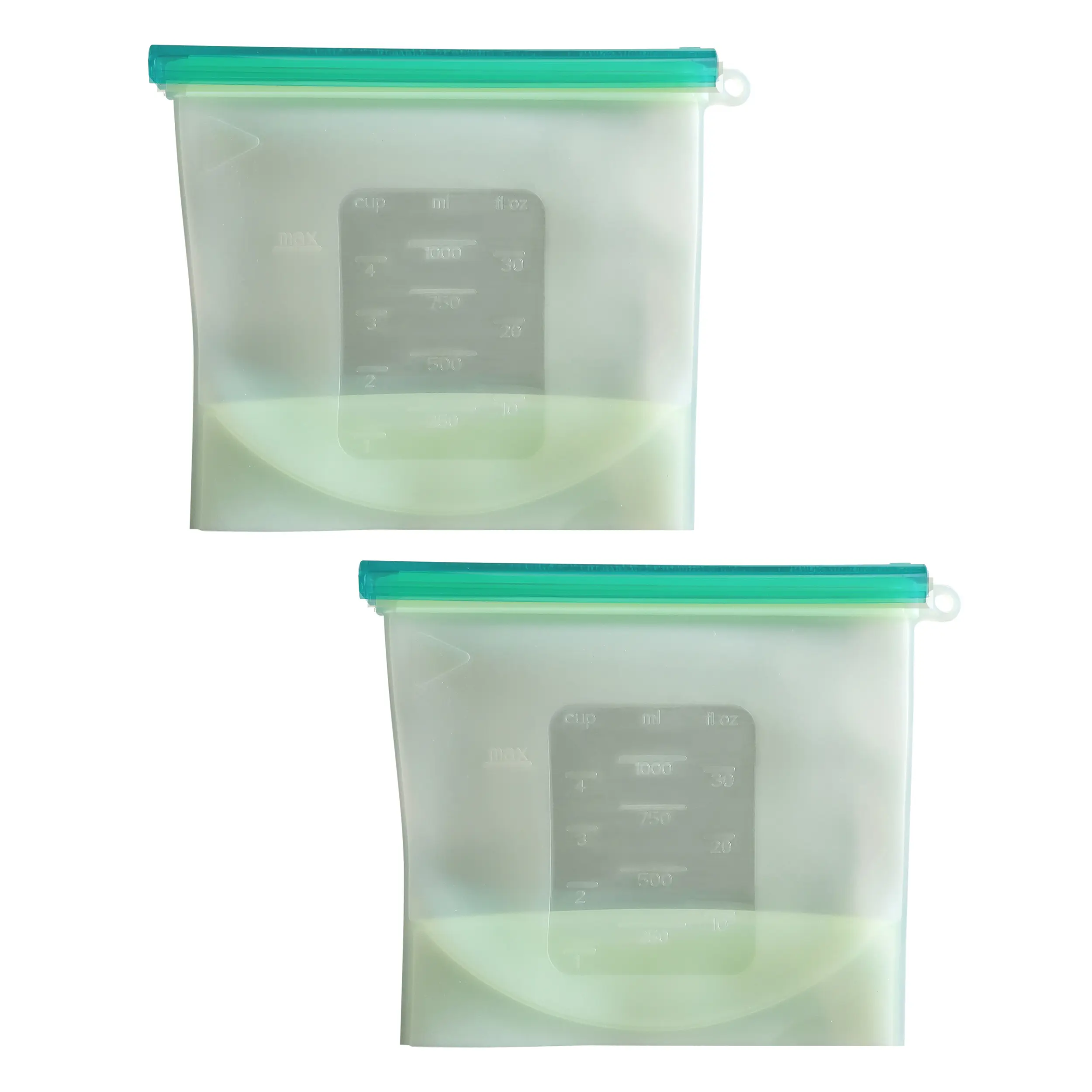 7Penn Silicone Food Storage Bag 1000mL - 2pk Green 8 x 6.25in Reusable Food Bags