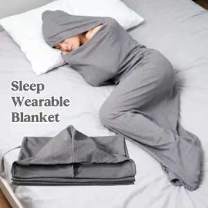 Thanksgiving/Cyber Monday/Christmas/New Year Gift 🎁 Gray Hooded Sleep Pad - Velvet Wearable Blanket, Machine-Washable Cooling Weighted Blanket Alternative for Adults