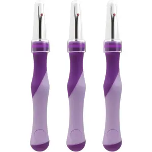 3 Pcs Purple Rubber Seam Ripper, Ergonomic Stitch Remover Tool with Protective Cap, Seam Rippers for Sewing Beginners and Pros, Easy Puller for Threads