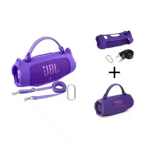 Bluetooth connection  outdoor use  drop-resistant JBL Charge 6 and cover Waterproof Portable Bluetooth Speaker Silicone Case,Soft Protective Sleeve Cover with Shoulder  Strap for JBL Charge 6 Speaker (Black),This product includes a speaker