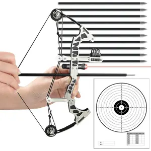 Sport Partner 10.2-inch stainless steel mini composite bow, small arrows, suitable for beginner archery practice, entertainment and fun gift, mini bow archery set