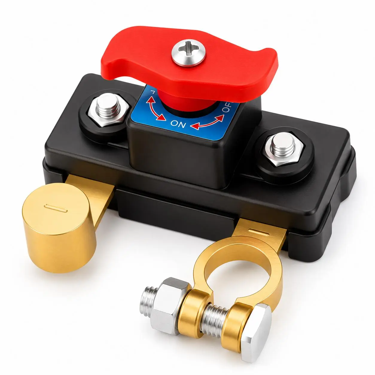 Vehicle Battery Disconnect Switch, Pure Copper Power Cut-Off Breaker for Cars, Trucks, Boats, RVs, Marine and Outdoor Travel Use