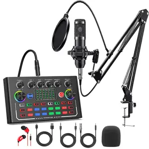 F009 Live Sound Card Mixer Set BM800 Capacitive Microphone USB Audio Interface Variable Sound DJ Mixing Mobile Computer Universal Anchor Recording KTV Karaoke Live Equipment