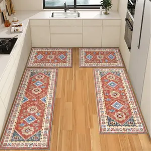 Boho Kitchen Rugs Sets 4 Piece with Runner Floral Kitchen Floor Mat Carpet Farmhouse Kitchen Rugs and Mats Non Skid Washable Runner Rug for Kitchen Floor Sink