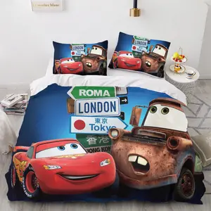 Lightning McQueen bedding, down duvet cover with 3D car-inspired visual printing, soft and comfortable bedding set suitable for bedrooms and dorm rooms. (No core)