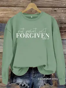 Women's Casual Loose Forgiven Pattern Pullover Sweatshirt, Soft Long Sleeve Round Neck, All-Season Comfort, Durable Fabric, Womenswear, Lady