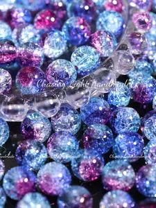 50 Pcs 10mm Snowflake Crackle Glass Beads, Deep Blue, Light Blue, Dark Plum, DIY Jewelry Making Supplies, Bracelet Necklace Earring Accessories, DIY Craft Embellishments