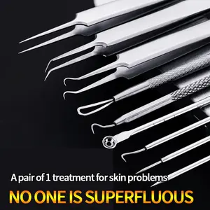 Stainless Steel Acne Needle Set, 7-Piece Pimple Removal Tool, Blackhead Removal Tweezers, Deep Cleaning for Face & Back, Facial Tool Set, Suitable for Beauty Salons & Personal Care