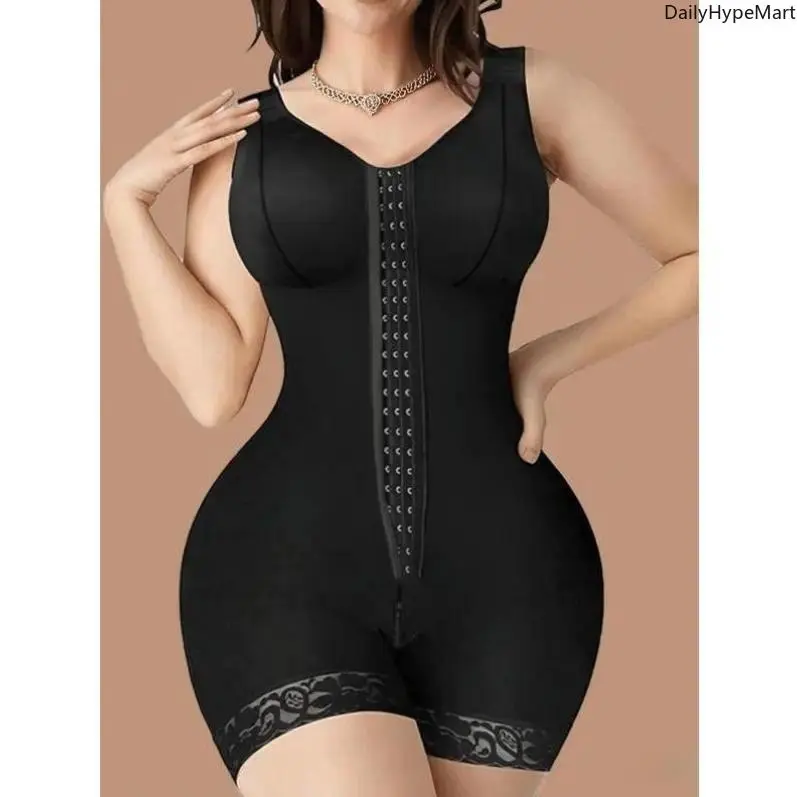 Women's High-Stretch Body Shaper Faja, 2-Hook Tummy Control Compression Bodysuit, Adjustable Waist Cincher for Daily Comfort, Shapewear