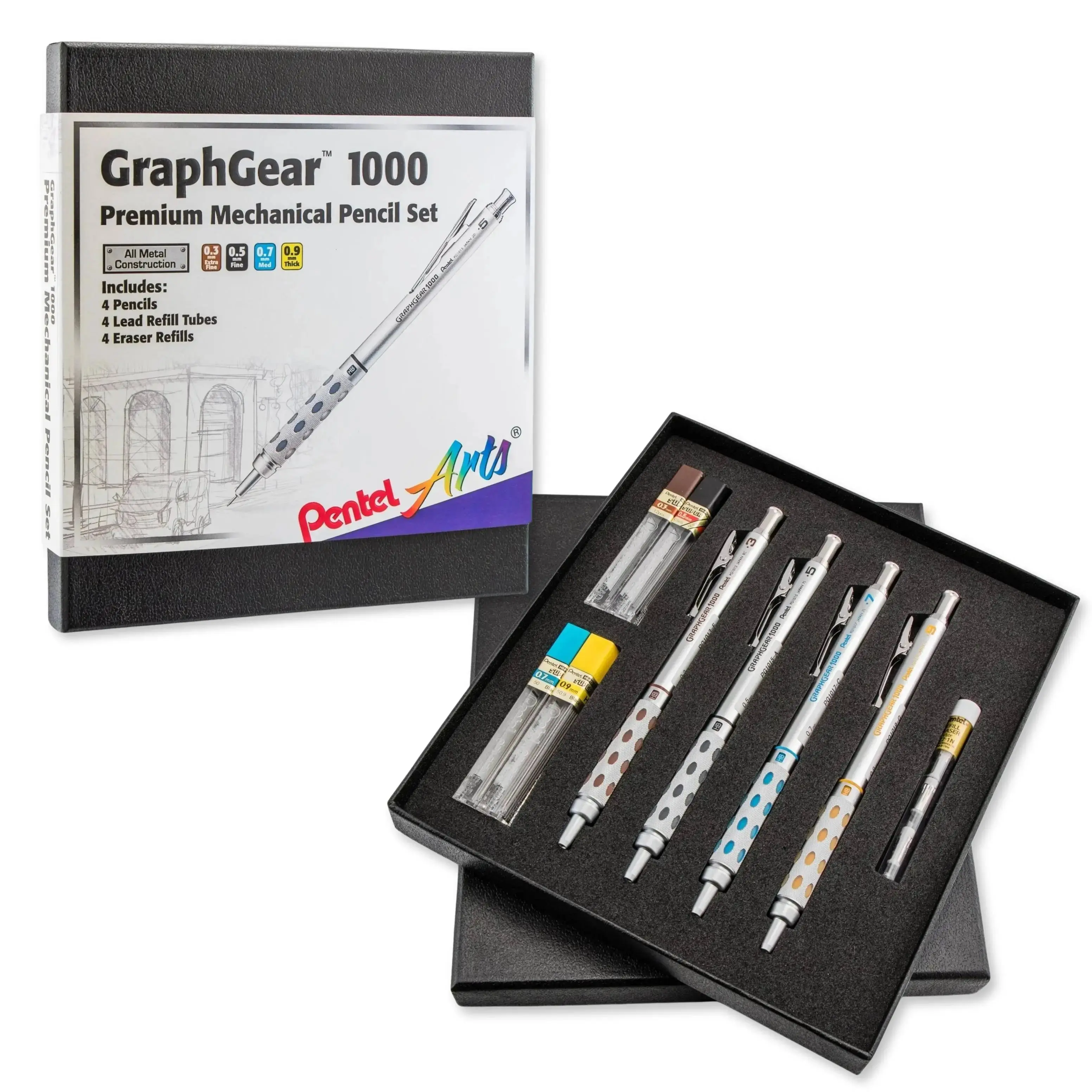 Pentel GraphGear 1000 Lead Mechanical Pencil Collectors Set, Premium Office Stationery with Art Drafting & Mechanical Drawing Pencils for Writing, Art Drafting Pencils