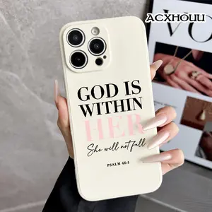 Case for iPhone 16 E Pro Max 15 Plus 14 13 12 11 XS XR God Is Within Her TPU Silicone Rugged Durable Shockproof Protective Cover