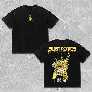 Retro Subtronics Yellow Cyclops Rave T-shirt Acid Washed, Festival Outfit Trippy Graphic Jersey Streetwear Oversized, 420 Lover Graphic Shirt, Gift For Fan Bass Heads/EDM Electronics Music