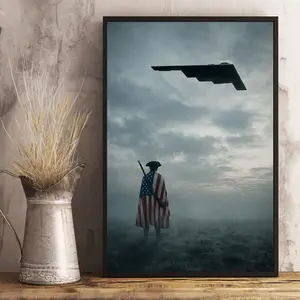 America’s 250th anniversary Wall Poster (No Frame), Freedom B-2 Spirit Stealth Bomber Wall Art, USA Flag Warrior Print, Military Home Decor
