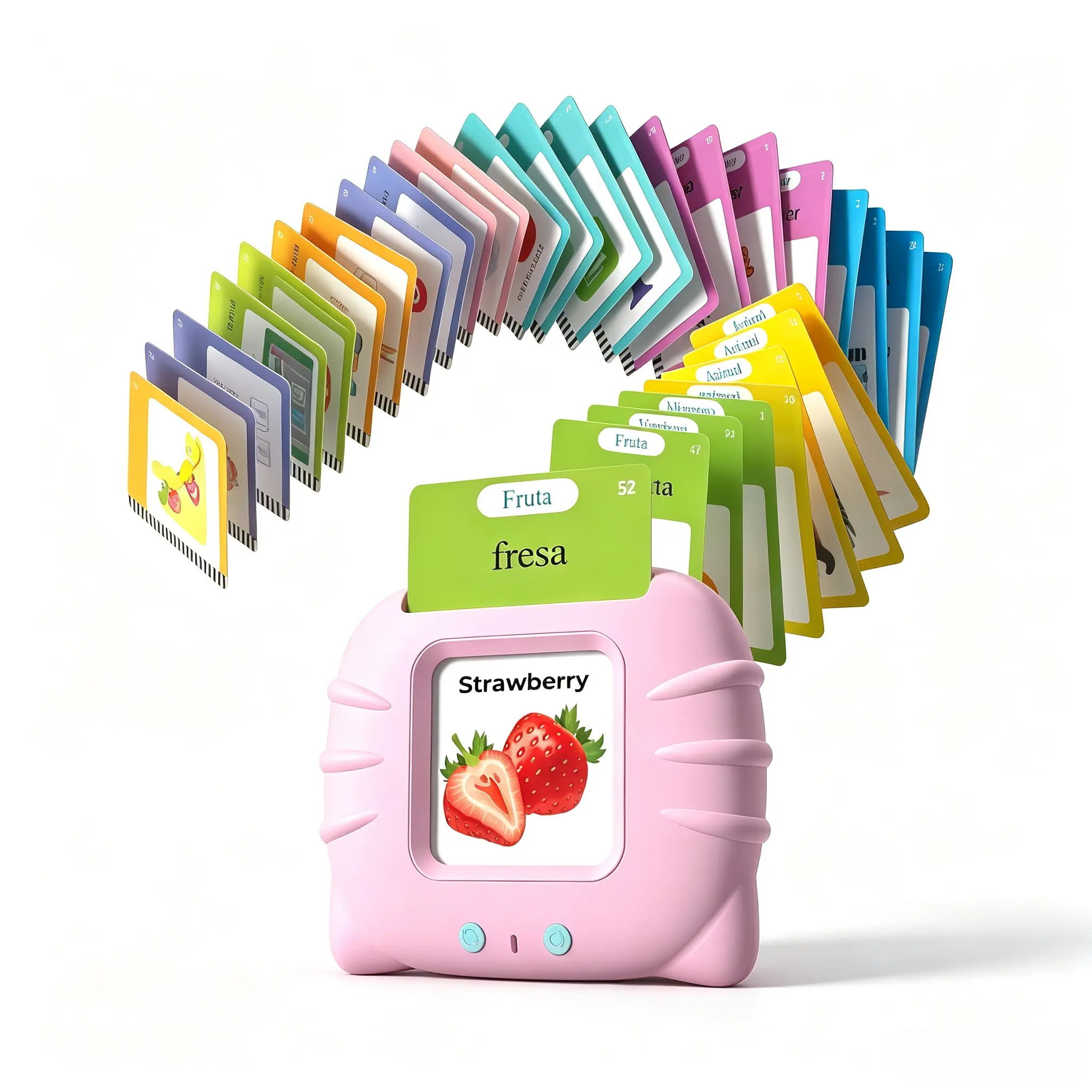 KIDGENIUS Back to School Toddler Learning Machine, English Spanish Bilingual Talking Flash Cards, Screen-Free Eye Protection Educational Toy, Plug & Play Portable Montessori Flashcard Reader for Kids Ages 2-6