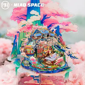 MU Peach Blossom Source 3D Three-Dimensional Metal Puzzle Handmade DIY Educational Mystery Toy Desktop Office Decoration Stress Relief Gift for Girlfriend Birthday Christmas Halloween Multicolor Collector's Edition