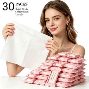 Extra Large Compressed Towels,Disposable Towel Thicker(9.4" x11.8") 30/60/90/120 Bulk Set Disposable Compressed Washcloths for Travel & Camping, Soft Compressed Face Towels for Daily Use & Camping Essentials