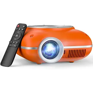 Mini Projector with Two -Way , Portable Projector for  Theater Use, Support 1080P for Indoor/Outdoor, Movie Projector Compatible with HDMI, USB, Laptop, TV Stick (Orange)