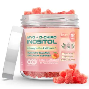 Myo-Inositol & D-Chiro Inositol Gummies with Ashwagandha - 40:1 Ratio for Hormone Balance & Ovarian Health, Sugar-Free, Pcos Nutrition, Pcos Relief Edible Supplement