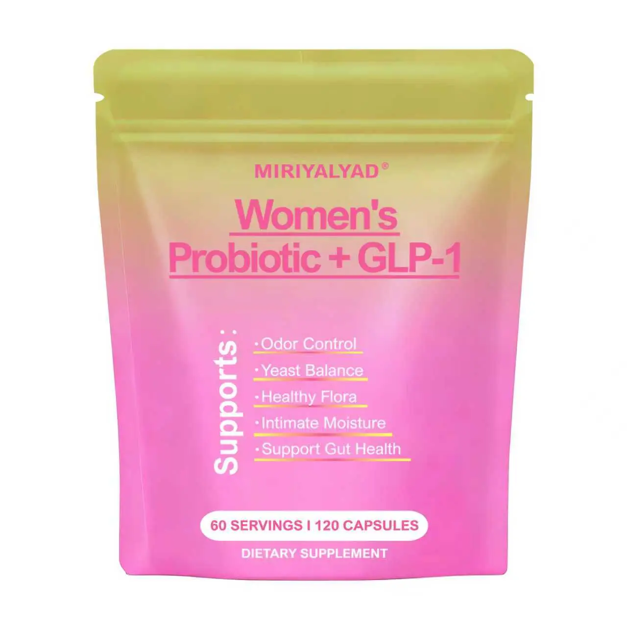 120 Plant-Based Capsules Designed for Women, Featuring a Probiotic Blend And Ulmus Rubra, Promoting Gut Health And Intimate Wellness, Gluten-Free, Dietary Supplement