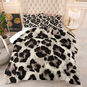 Classic High-End Leopard Print Comforter Set (1 or 2 Pillowcases), Great Gift for Home Lovers, Timeless Wild Pattern Decor, Both Comfortable and Warm, Soft Bedding Sets