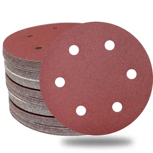 100 count 9-Inch 6-Hole Drywall Sanding Discs Set - 60 80 120 150 240 Grits Sandpaper, 9" Aluminum Oxide Hook-and-Loop Drywall Sander Paper for Power Drywall Sander