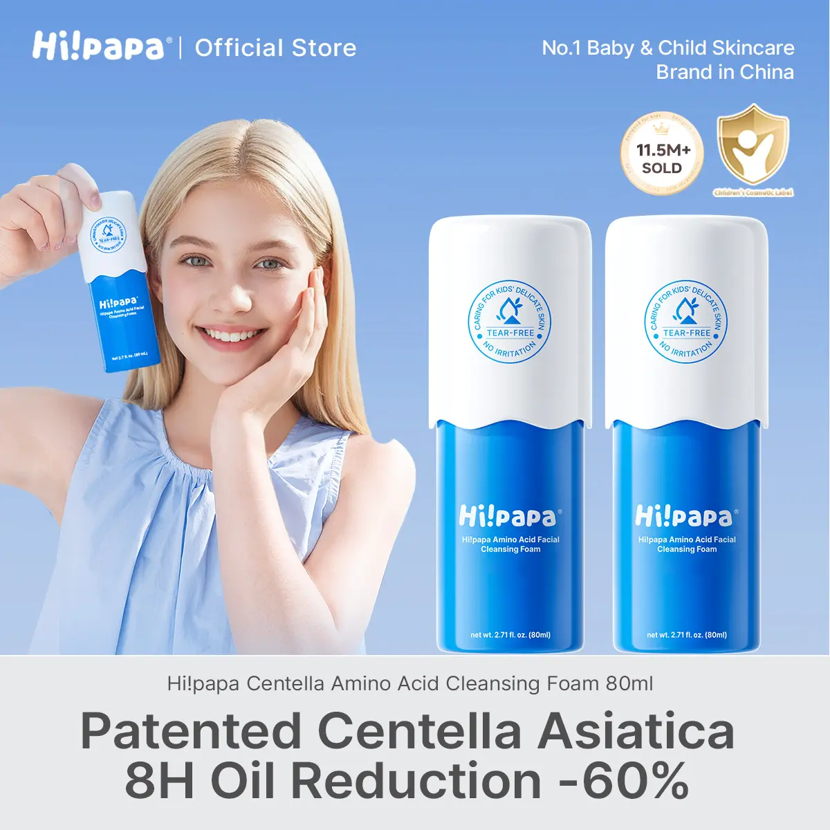 Hi!papa Kids Face Wash Cleanser Centella Amino Acid Cleansing Foam 80m