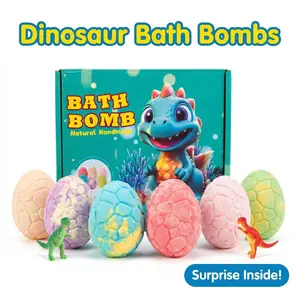 Cute Dinosaur Hidden Surprise Bath Bombs, Gentle Skin Care, Rich Foam, Suitable for Home Baths and Foot Soaks, Box of 6