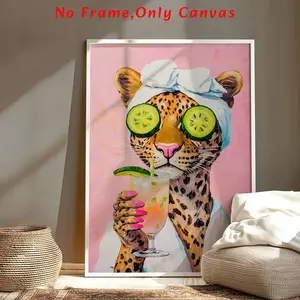 Leopard Print Canvas Painting, Fashion Wall Art Poster, Wall Art Decor for Home Living Room Bedroom Office, Ornaments