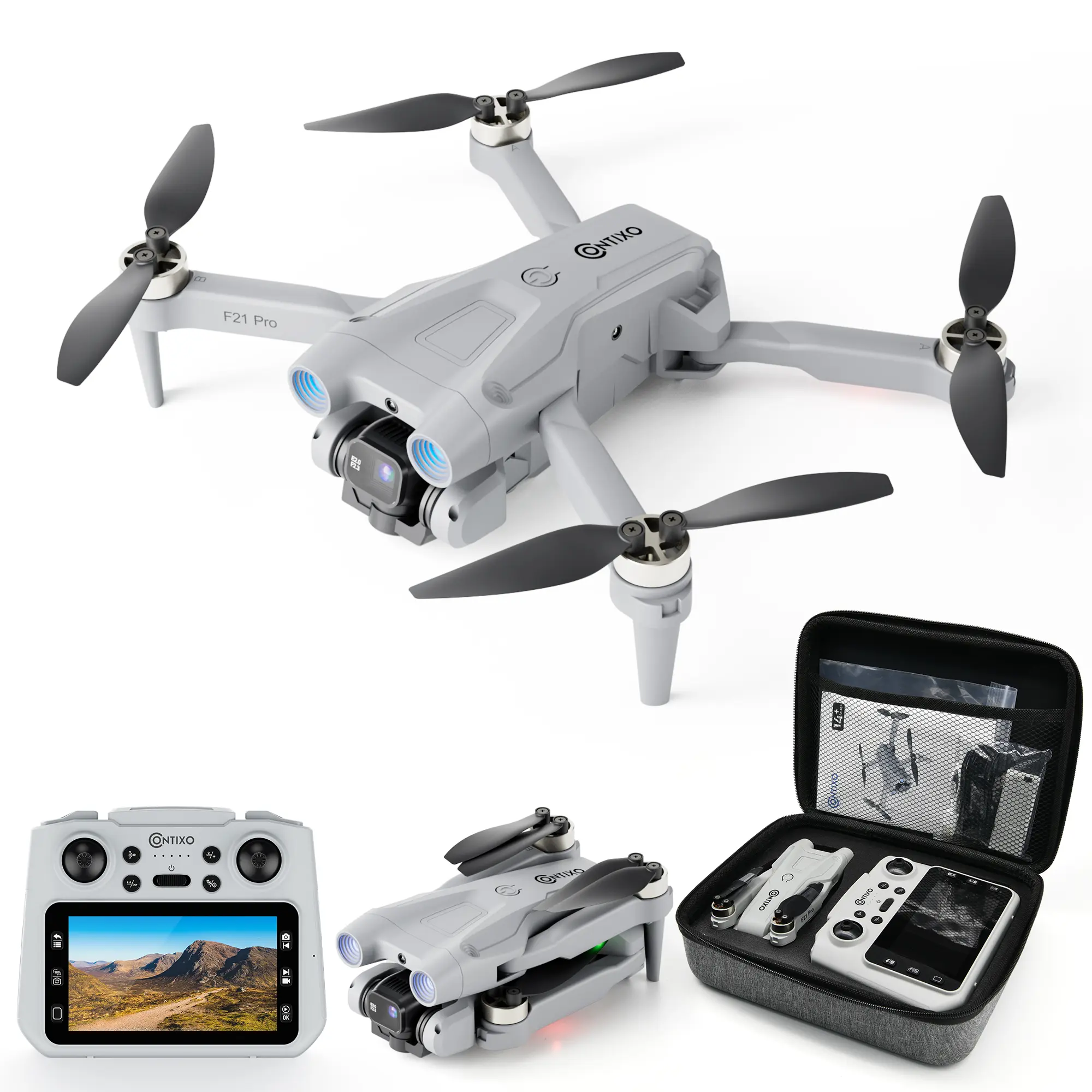 Contixo F21 Pro Drone - FAA-Exempt, 720p HD Camera, Brushless Motors, Real-Time FPV, Foldable Adjustable Lens, Portable & Lightweight Design