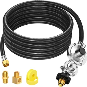 Alloxity 12FT Two Stage Propane Regulator Hose with POL & 3/8" Female – Dual Stage LP Gas Regulator for Grill, RV, Stove, Fire Pit, Generator Heater– CSA Certified, 3/8" Female x Male Street Elbow