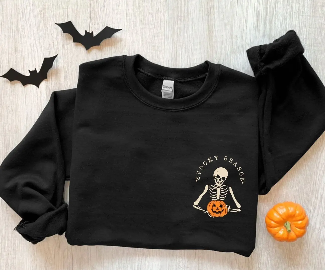 Spooky Season Sweatshirt, Minimal Skeleton Pocket Crewneck, Halloween Graphic Sweatshirt, Cozy Fall Spooky Apparel, Cute Autumn Outfit, Halloween Gift for Women & Men