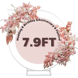 Garfans 7.9FT Wedding Arch for Birthday Decoration Round Backdrop Stand Circle Balloon Arch Frame Halloween Christmas Parties Garland Stand White