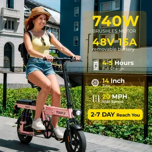 [TOOFLY]Affordable Folding Electric bike-powewrful motor,peak 48V15Ah 740W 14-inch tires,long-lasting battery Portable Electric Bike,Fast Electric Bicycle for City Commute,Compact Long Range Electric Bicycle for Adults,Daily Ride Lightweight ebike