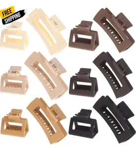 12 Pack Square Claw Clips, Big and Small Neutral Rectangle Hair Non-slip Matte Large Clips for Women, Strong Hold jaw clip Thick Thin